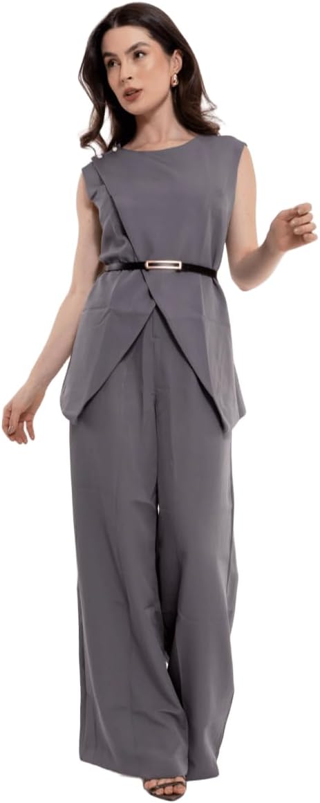 HBD Conjunto Social Feminino, Colete com Abertura Frontal e Calça Alfaiataria, Poliéster com Elastano