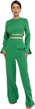 HBD Conjunto Social Feminino, Calça e Cropped com Amarração, Alfaiataria, Poliéster com Elastano
