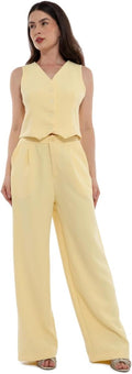 Conjunto Feminino Calça e Colete Alfaiataria, Poliéster com Elastano, Tamanhos P a GG - Con-0064