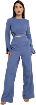 HBD Conjunto Social Feminino, Calça e Cropped com Amarração, Alfaiataria, Poliéster com Elastano
