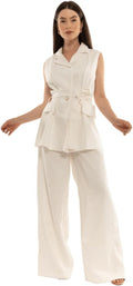 Conjunto Calça Pantalona social e Blazer colete feminino CON-0049