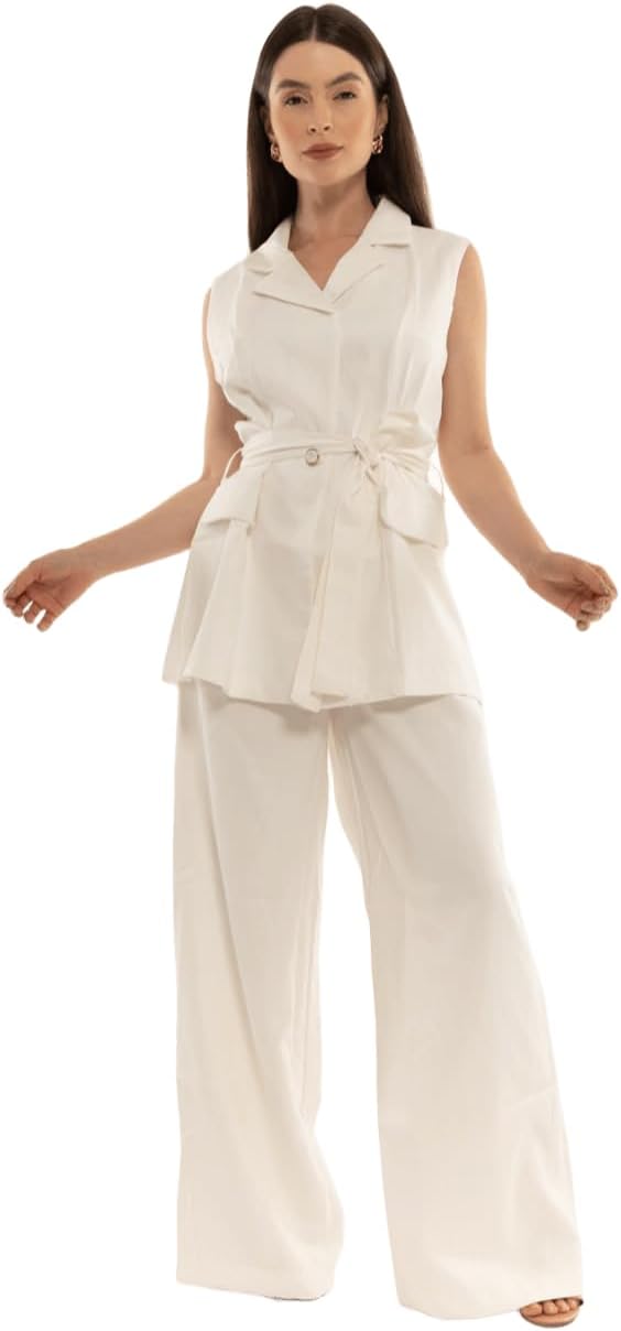 Conjunto Calça Pantalona social e Blazer colete feminino CON-0049