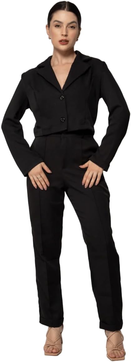 Conjunto Terninho Feminino de Alfaiataria – Blazer com Botão + Calça Social | Look Elegante e Profissional | REF: CON-0046