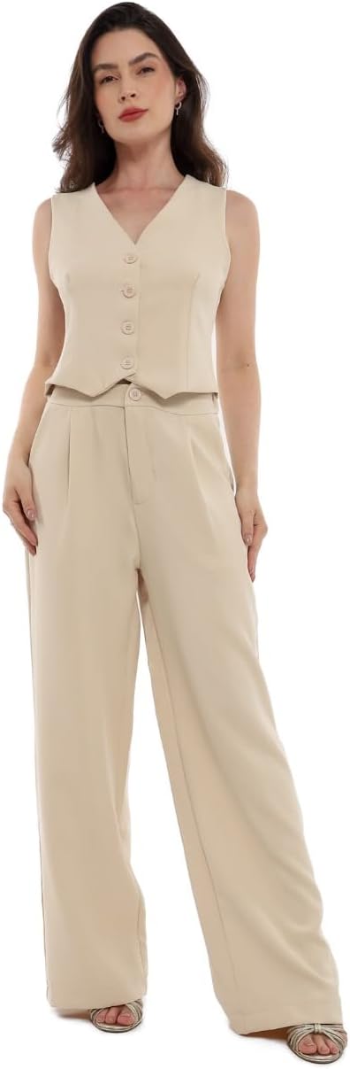 Conjunto Feminino Calça e Colete Alfaiataria, Poliéster com Elastano, Tamanhos P a GG - Con-0064
