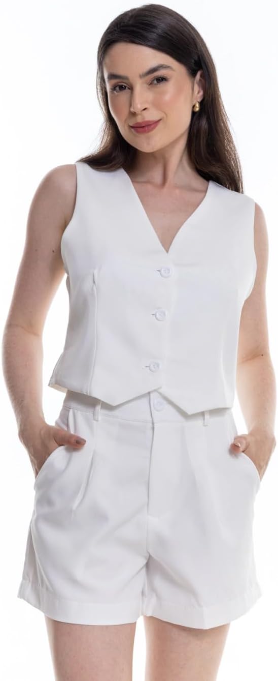 Conjunto Social Colete e Short em Alfaiataria - CON-0055