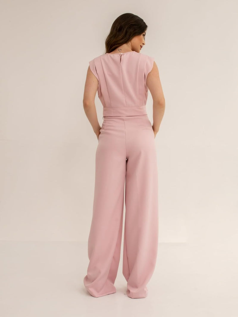 Conjunto Feminino Cropped e Calça Flare em Alfaiataria - Elegante e Sofisticado CON-0036