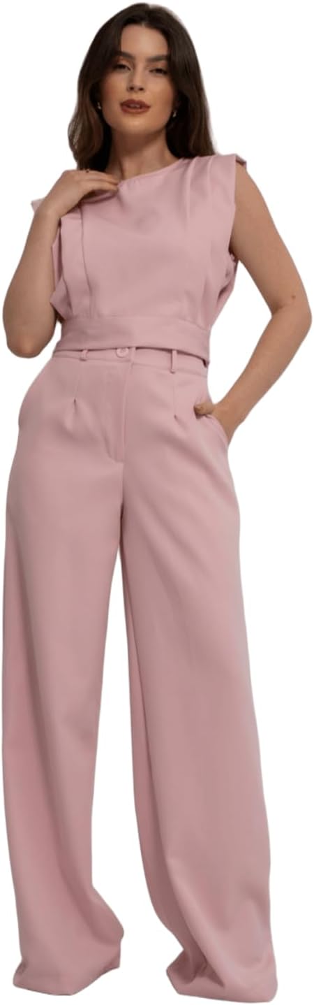 Conjunto Feminino Cropped e Calça Flare em Alfaiataria - Elegante e Sofisticado CON-0036