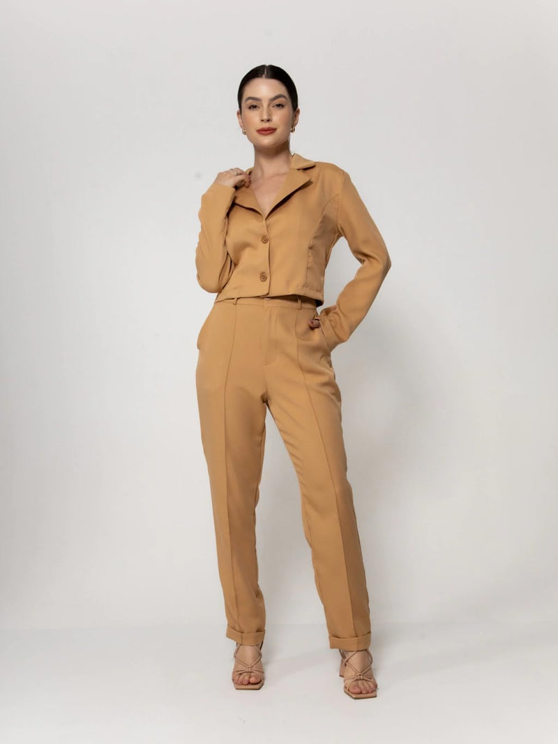Conjunto Terninho Feminino de Alfaiataria – Blazer com Botão + Calça Social | Look Elegante e Profissional | REF: CON-0046