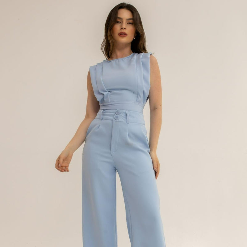 Conjunto Feminino Cropped e Calça Flare em Alfaiataria - Elegante e Sofisticado CON-0036