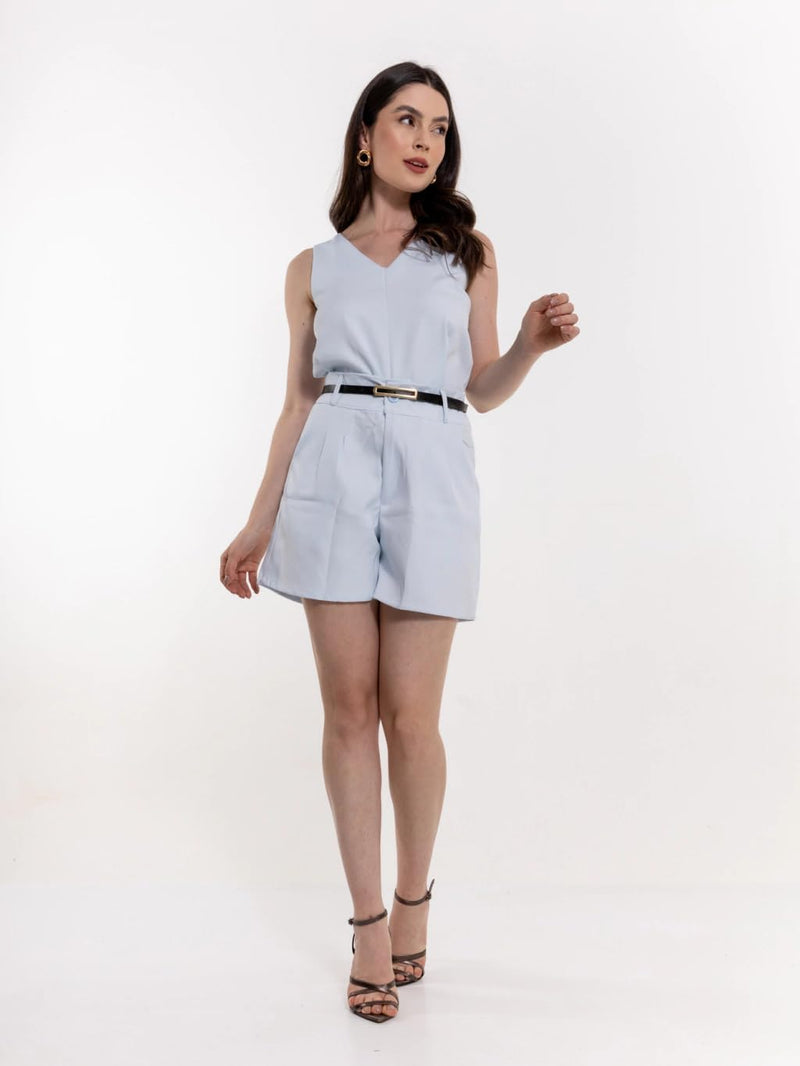 Conjunto Social Feminino Regata em Alfaiataria com Calça e Cinto – Look Elegante para Trabalho, Escritório e Eventos CON-0059