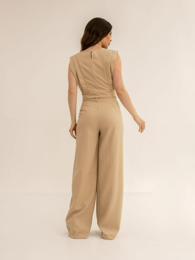 Conjunto Feminino Cropped e Calça Flare em Alfaiataria - Elegante e Sofisticado CON-0036