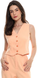 Conjunto Feminino Calça e Colete Alfaiataria, Poliéster com Elastano, Tamanhos P a GG - Con-0064