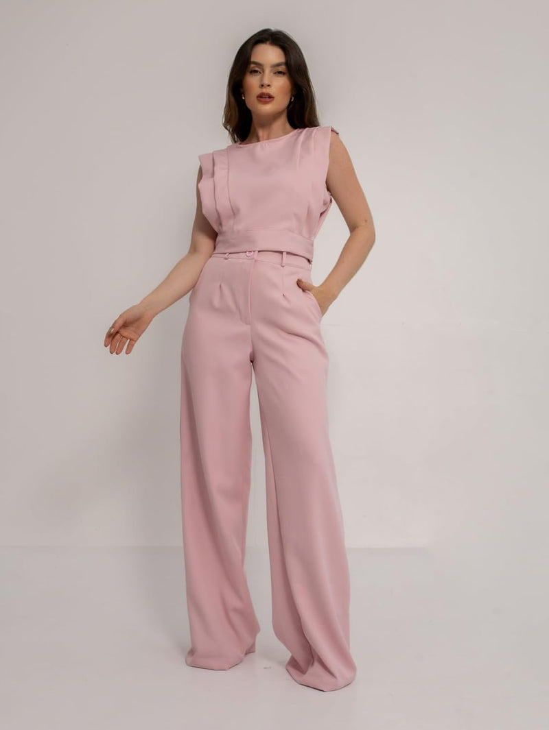 Conjunto Feminino Cropped e Calça Flare em Alfaiataria - Elegante e Sofisticado CON-0036