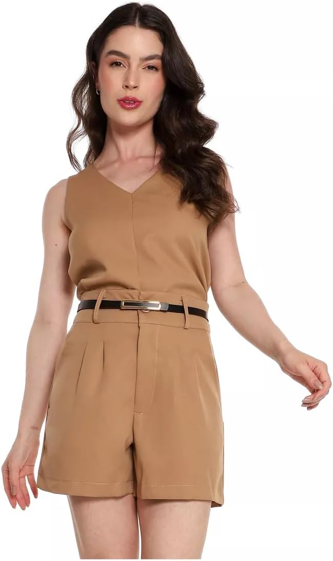 Conjunto Social Feminino Regata em Alfaiataria com Calça e Cinto – Look Elegante para Trabalho, Escritório e Eventos CON-0059
