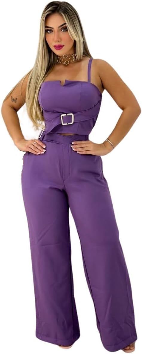 Conjunto Feminino Calça Cropped Fivela, Quatro Cores