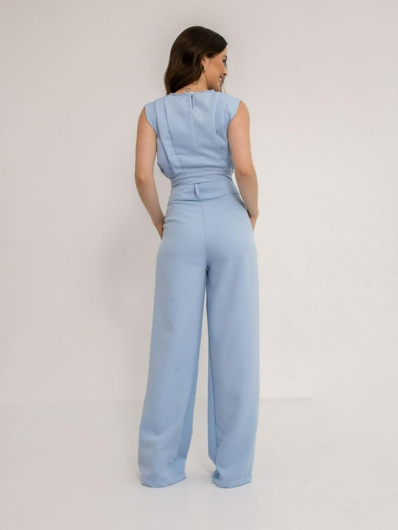 Conjunto Feminino Cropped e Calça Flare em Alfaiataria - Elegante e Sofisticado CON-0036