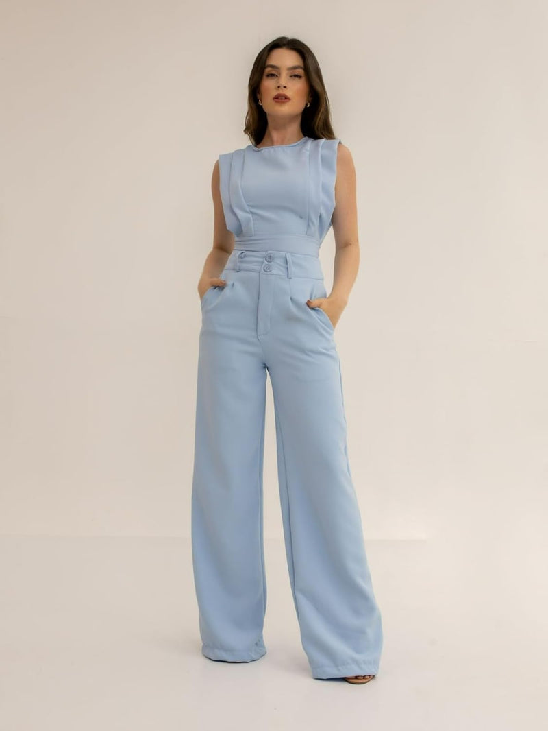 Conjunto Feminino Cropped e Calça Flare em Alfaiataria - Elegante e Sofisticado CON-0036