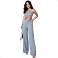 Conjunto Top e Calça em Alfaiataria Risca de Giz
