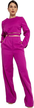 HBD Conjunto Social Feminino, Calça e Cropped com Amarração, Alfaiataria, Poliéster com Elastano