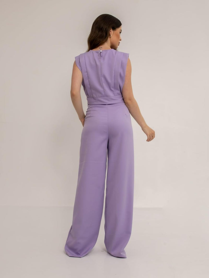 Conjunto Feminino Cropped e Calça Flare em Alfaiataria - Elegante e Sofisticado CON-0036