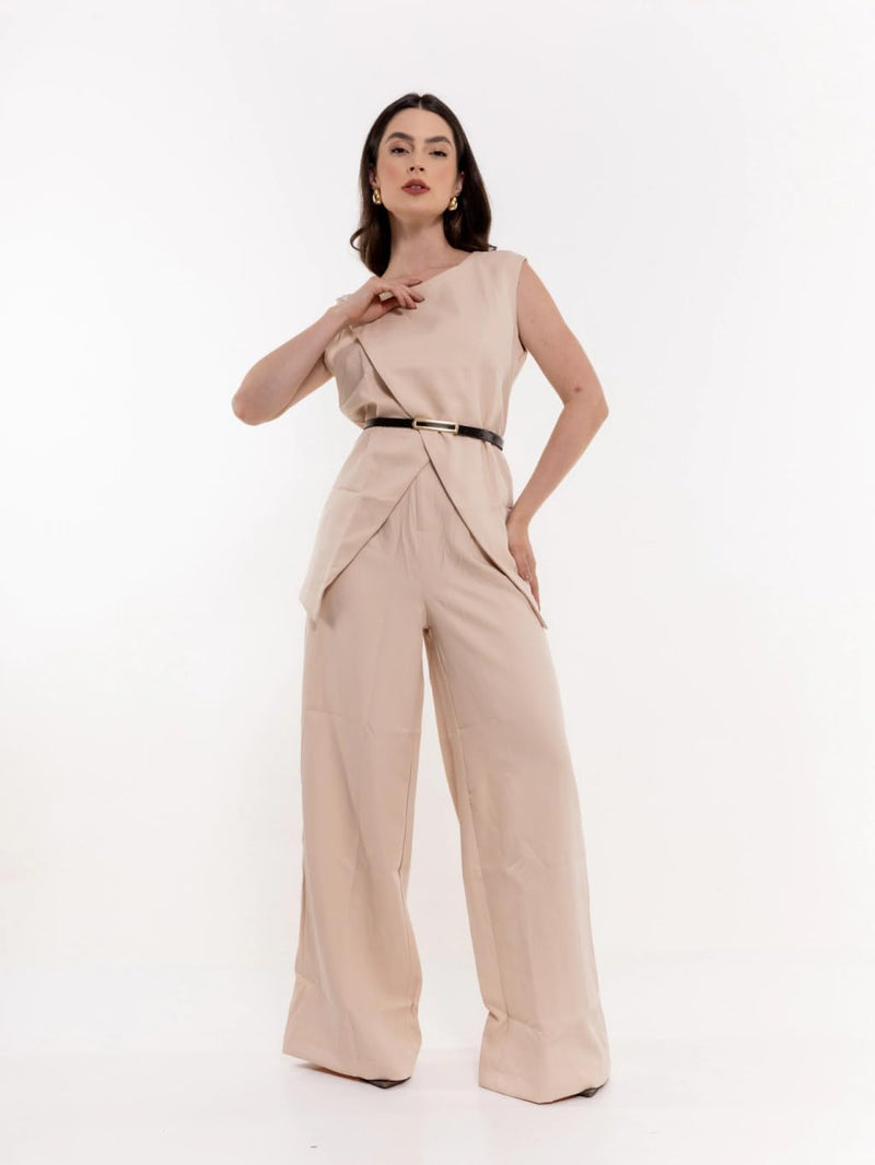 HBD Conjunto Social Feminino, Colete com Abertura Frontal e Calça Alfaiataria, Poliéster com Elastano