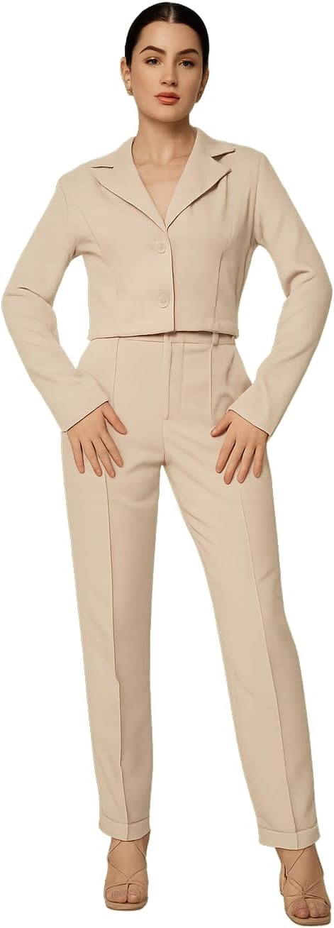 Conjunto Terninho Feminino de Alfaiataria – Blazer com Botão + Calça Social | Look Elegante e Profissional | REF: CON-0046