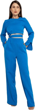 HBD Conjunto Social Feminino, Calça e Cropped com Amarração, Alfaiataria, Poliéster com Elastano