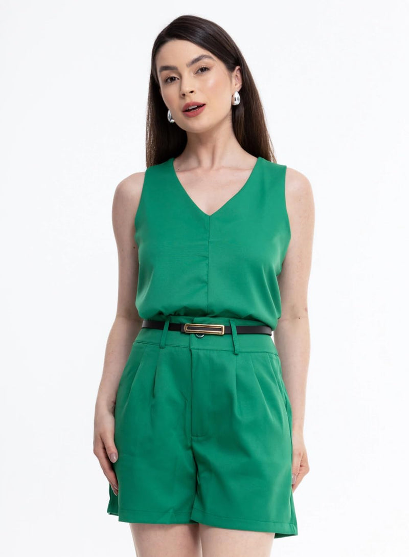 Conjunto Social Feminino Regata em Alfaiataria com Calça e Cinto – Look Elegante para Trabalho, Escritório e Eventos CON-0059