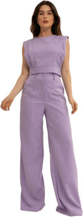 Conjunto Feminino Cropped e Calça Flare em Alfaiataria - Elegante e Sofisticado CON-0036