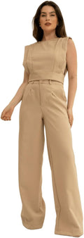 Conjunto Feminino Cropped e Calça Flare em Alfaiataria - Elegante e Sofisticado CON-0036