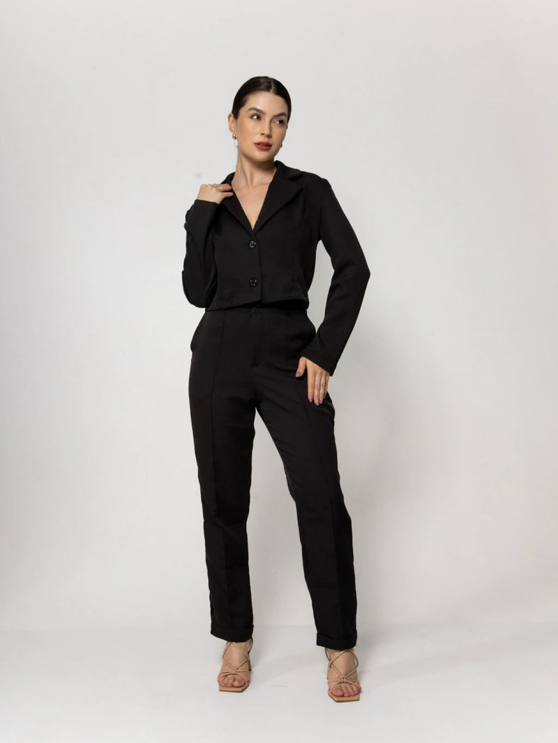 Conjunto Terninho Feminino de Alfaiataria – Blazer com Botão + Calça Social | Look Elegante e Profissional | REF: CON-0046