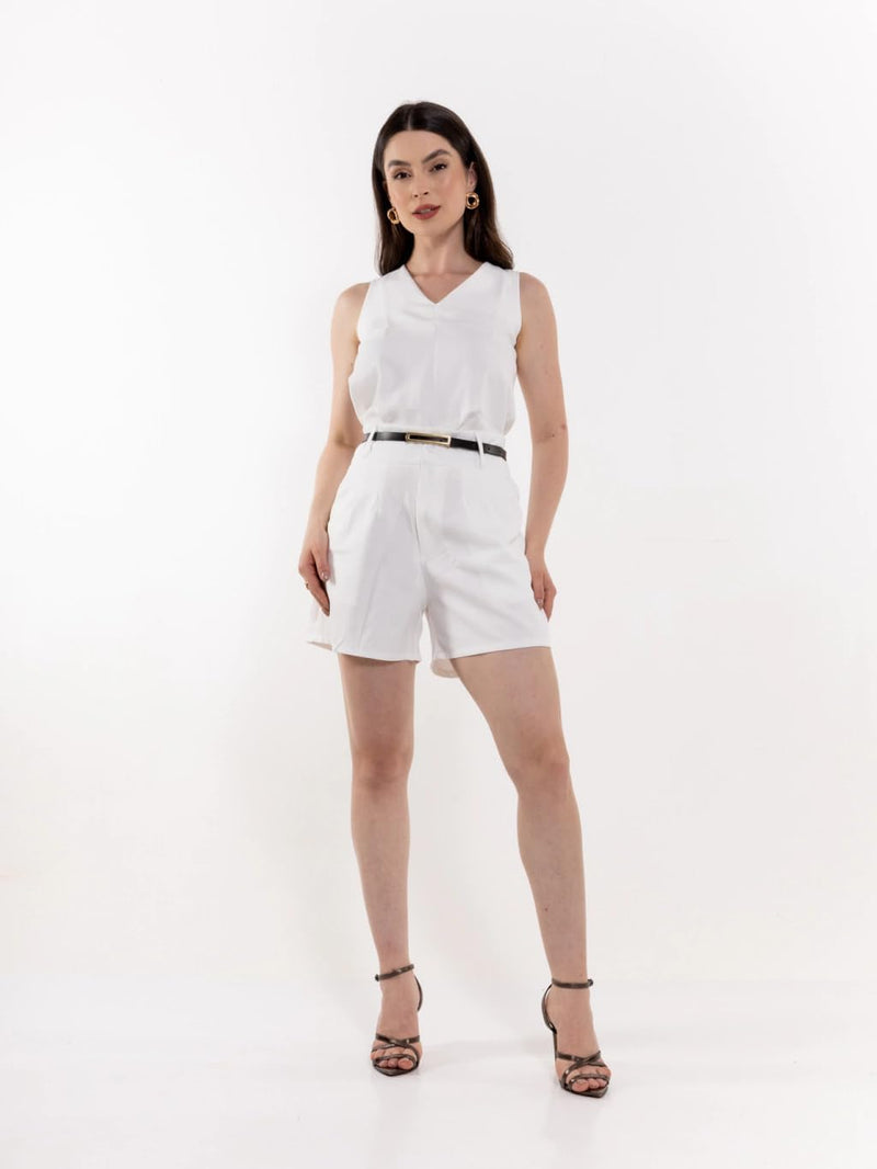 Conjunto Social Feminino Regata em Alfaiataria com Calça e Cinto – Look Elegante para Trabalho, Escritório e Eventos CON-0059