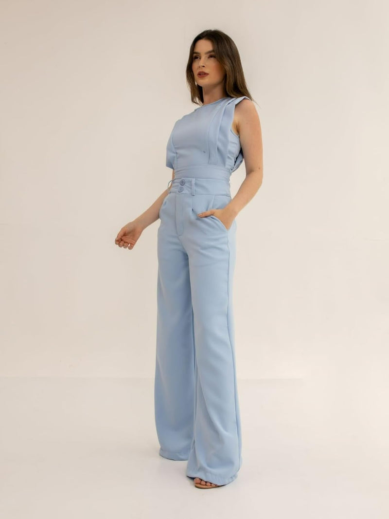 Conjunto Feminino Cropped e Calça Flare em Alfaiataria - Elegante e Sofisticado CON-0036