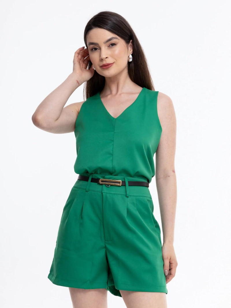 Conjunto Social Feminino Regata em Alfaiataria com Calça e Cinto – Look Elegante para Trabalho, Escritório e Eventos CON-0059