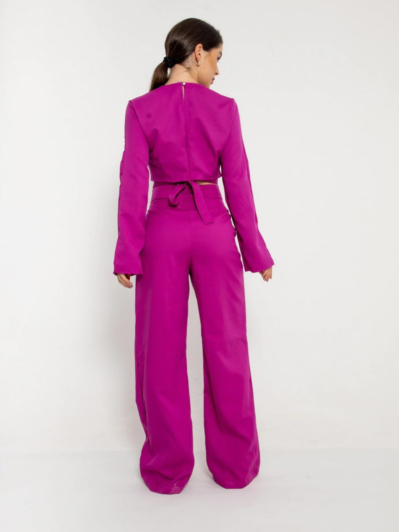 HBD Conjunto Social Feminino, Calça e Cropped com Amarração, Alfaiataria, Poliéster com Elastano