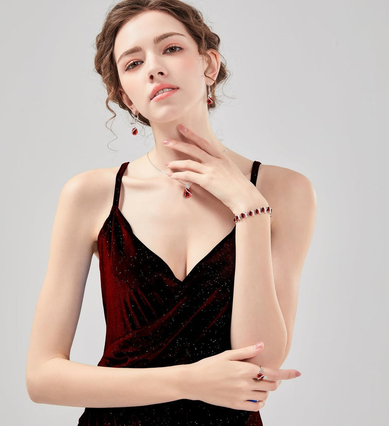LMXXVJ Conjunto de joias para mulheres, colar de zircônia cúbica em gota, brincos, anel ajustável, conjunto de joias, joias formais, presente
