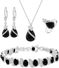 LMXXVJ Conjunto de joias para mulheres, colar de zircônia cúbica em gota, brincos, anel ajustável, conjunto de joias, joias formais, presente