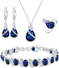 LMXXVJ Conjunto de joias para mulheres, colar de zircônia cúbica em gota, brincos, anel ajustável, conjunto de joias, joias formais, presente