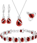 LMXXVJ Conjunto de joias para mulheres, colar de zircônia cúbica em gota, brincos, anel ajustável, conjunto de joias, joias formais, presente