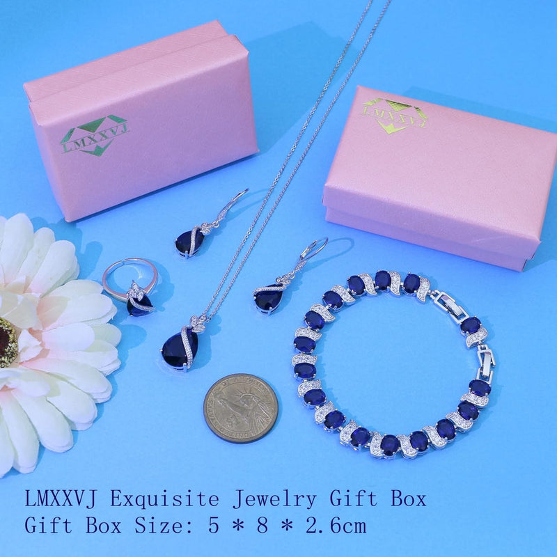 LMXXVJ Conjunto de joias para mulheres, colar de zircônia cúbica em gota, brincos, anel ajustável, conjunto de joias, joias formais, presente