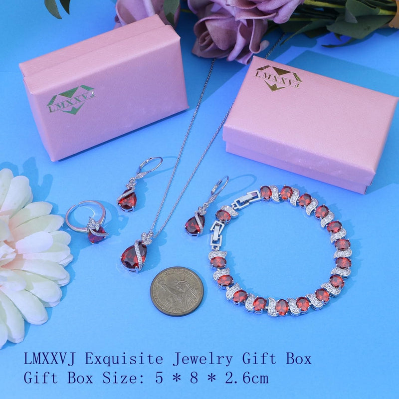 LMXXVJ Conjunto de joias para mulheres, colar de zircônia cúbica em gota, brincos, anel ajustável, conjunto de joias, joias formais, presente