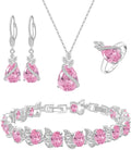 LMXXVJ Conjunto de joias para mulheres, colar de zircônia cúbica em gota, brincos, anel ajustável, conjunto de joias, joias formais, presente