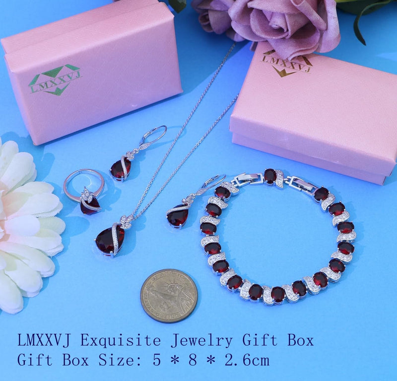 LMXXVJ Conjunto de joias para mulheres, colar de zircônia cúbica em gota, brincos, anel ajustável, conjunto de joias, joias formais, presente