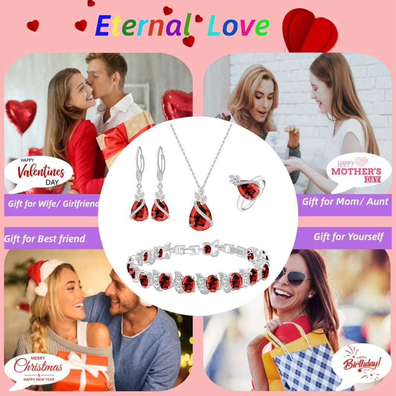 LMXXVJ Conjunto de joias para mulheres, colar de zircônia cúbica em gota, brincos, anel ajustável, conjunto de joias, joias formais, presente