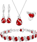 LMXXVJ Conjunto de joias para mulheres, colar de zircônia cúbica em gota, brincos, anel ajustável, conjunto de joias, joias formais, presente