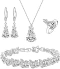 LMXXVJ Conjunto de joias para mulheres, colar de zircônia cúbica em gota, brincos, anel ajustável, conjunto de joias, joias formais, presente