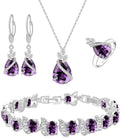 LMXXVJ Conjunto de joias para mulheres, colar de zircônia cúbica em gota, brincos, anel ajustável, conjunto de joias, joias formais, presente