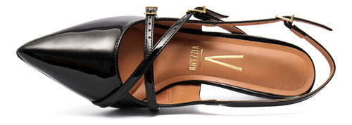 Scarpin Vizzano Slingback Feminino Salto Baixo Fivelas