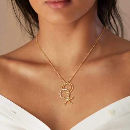 Gargantilha Vowstone Pingente De Três Círculos De Ouro 18k