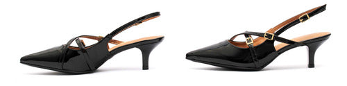 Scarpin Vizzano Slingback Feminino Salto Baixo Fivelas